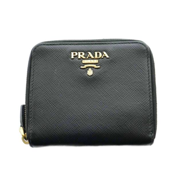 PRADA（プラダ） 二つ折り財布 コンパクトウォレット レザー 黒