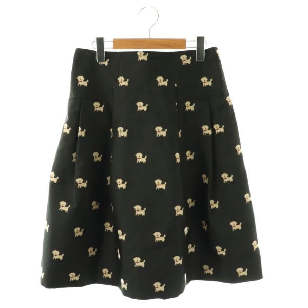 エムズグレイシー M'S GRACY 犬刺繍 フレアスカート 40 ブラック
