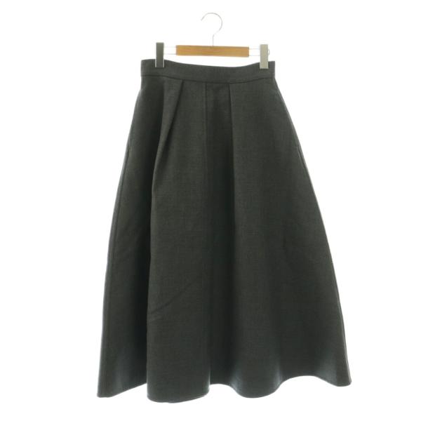 エブール ebure ウールタックフレアスカート ロング シルク混 36