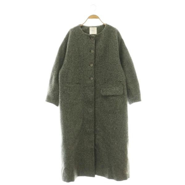 レディース 【美品】Eaphi エフィ ノーカラー ウール チェックコート