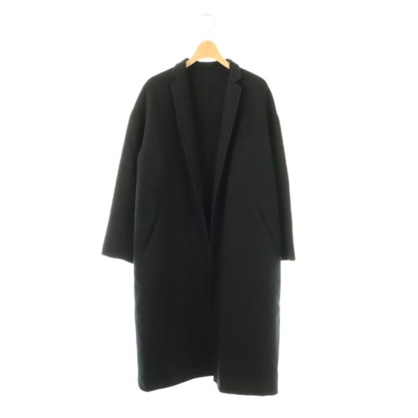 【plage プラージュ】美品 シャギー ノーカラーコート アルパカ ロング 黒 plage（プラージュ） コート アウター Sway Balmacaan コート