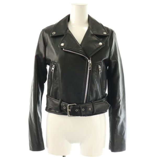 ザラ ZARA エコレザー ライダースジャケット ダブル アウター XS 黒 /NR ■OS レディース