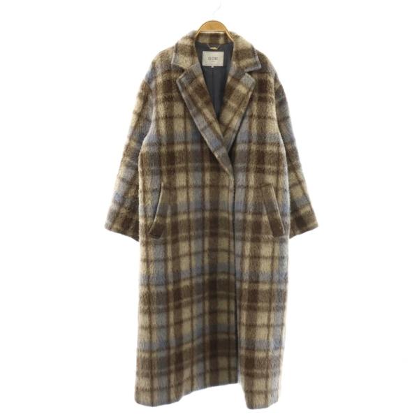 SLOBE IENA チェックスタンドコート　ロングコート　ウール◆6724 スローブ イエナ SLOBE IENA チェックロングコート アウター ウール混
