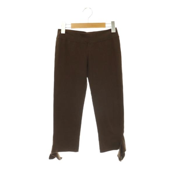 バーバリーブルーレーベル BURBERRY BLUE LABEL 裾リボン スリムパンツ クロップド ストレッチ 38 ブラウン /CX ■OS  レディース