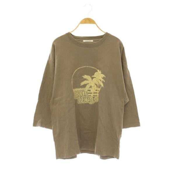 クチュールドアダム COUTURE D'ADAM 25SS VINTAGE T-SHIRT Tシャツ カットソー 八分袖 38 グレージュ /HK ■OS レディース