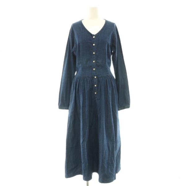 美品　45rpm デニムロングワンピース　インディゴブルー　F フォーティーファイブアールピーエム 45R 45rpm DENIM LINE デニム