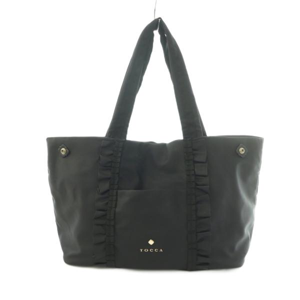トッカ TOCCA FRILL A4 NYLONTOTE トートバッグ ナイロン フリル 黒