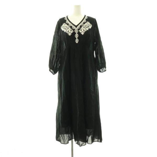 新品未使用品⭐︎ヌキテパ　ロングワンピース ヌキテパ NE QUITTEZ PAS! C/Voile Flower Emb French Sleeve Dress
