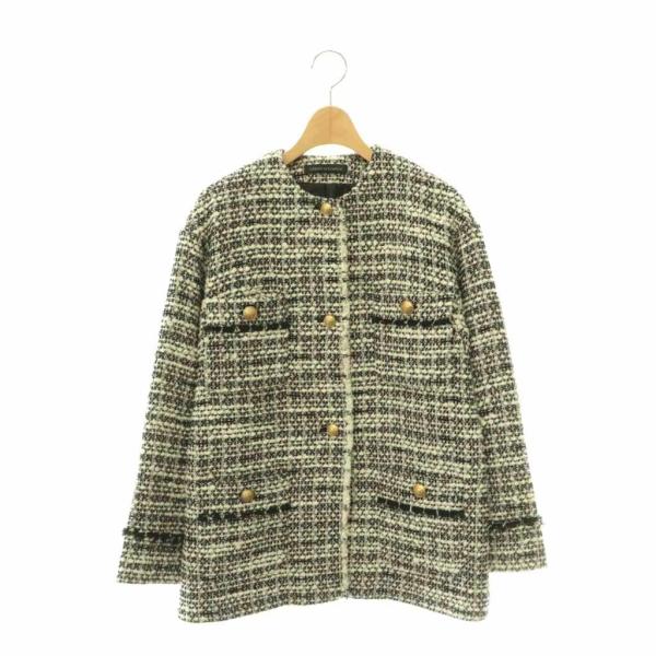極美品★アーバンリサーチ 金ボタン GIOLICAツイード ノーカラージャケット URBAN RESEARCH（アーバンリサーチ） 金ボタン ツイードジャケット