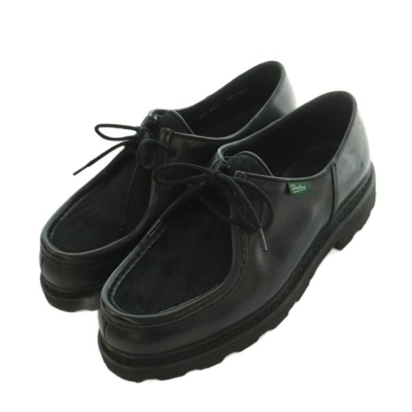パラブーツ Paraboot MICHAEL チロリアンシューズ レザー ラビットファー 24 23.5-24.0cm 黒 ブラック 131877 /MI ■OS ■SH レディース