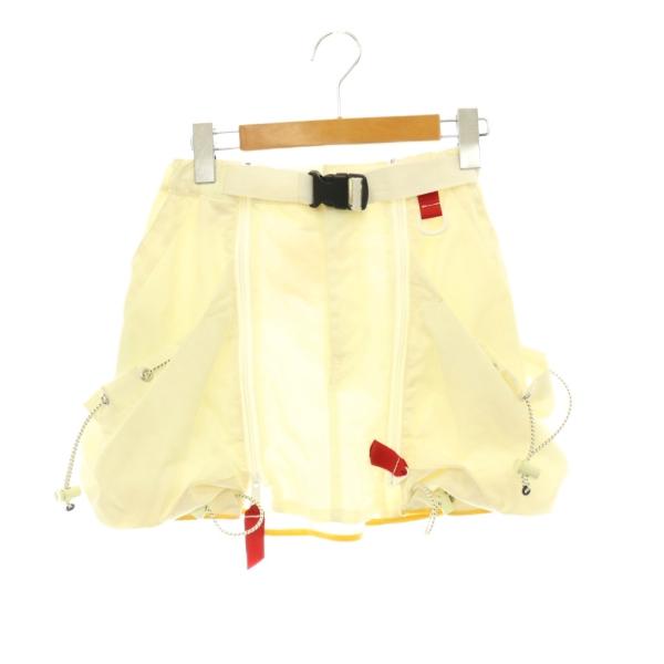 フミカ ウチダ FUMIKA_UCHIDA FU-S-SK002 NYLON WAIST POCKET MINI SKIRT 台形ミニスカート ナイロン 36 アイボリー 赤 ? /ES ■OS レディ