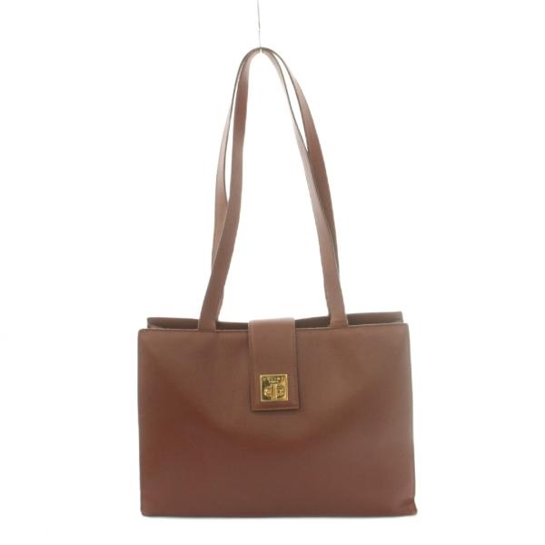 セリーヌ CELINE ターンロック トートバッグ レザー 茶 ブラウン /MI ■OS ■OH レディース