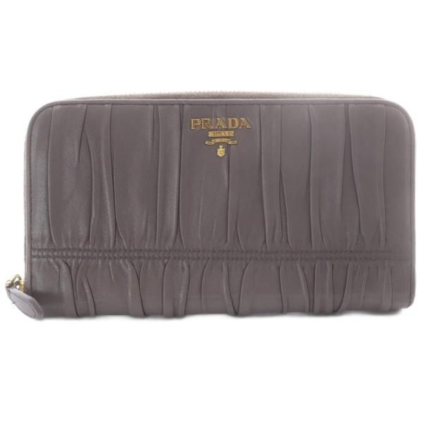 アール＊＊様　PRADA プラダ ラウンドジップ レザー 長財布 グレージュ PRADA（プラダ） ギャザーラウンドジップウォレット 長財布 レザー