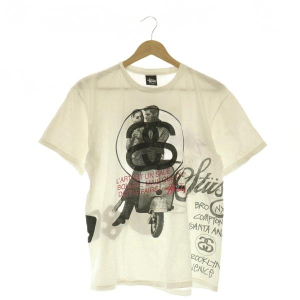 ステューシー STUSSY ローマの休日 ツイートガール Tシャツ カットソー コットン M 白 ホワイト 黒 ブラック /CX ■OS メンズ