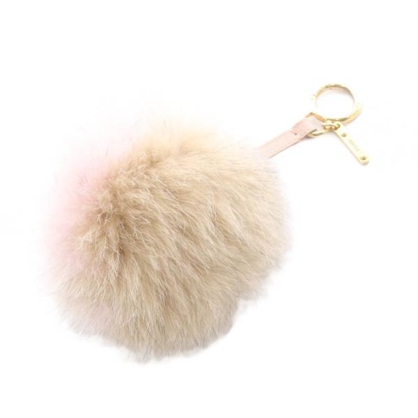 フェンディ FENDI ファー ボンボン バッグチャーム ベージュ ピンク /SR レディース