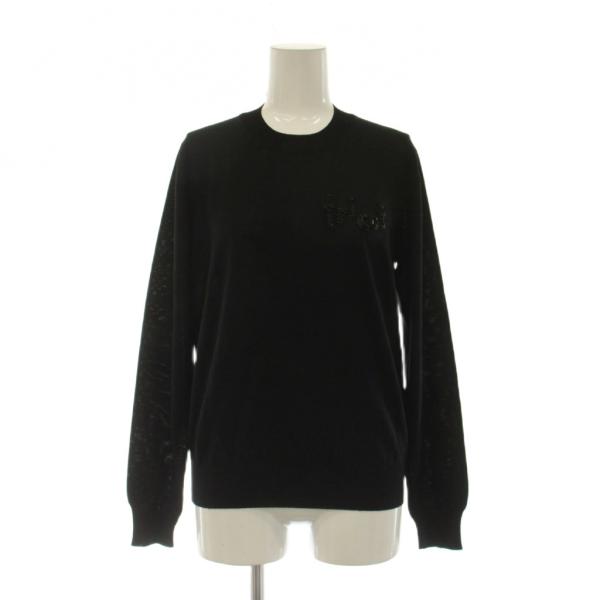 トリココムデギャルソン tricot COMME des GARCONS AD2020 ビーズロゴウール クルーネック ニット 長袖 S 黒 ブラック TG-N010 /HS ■OS レ