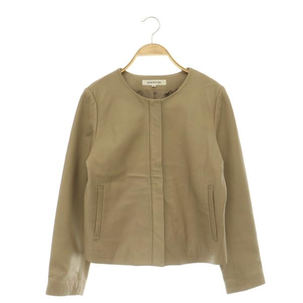 ナチュラルビューティーベーシック NATURAL BEAUTY BASIC レザージャケット ノーカラー 総裏地 M モカ /DO ■OS レディース