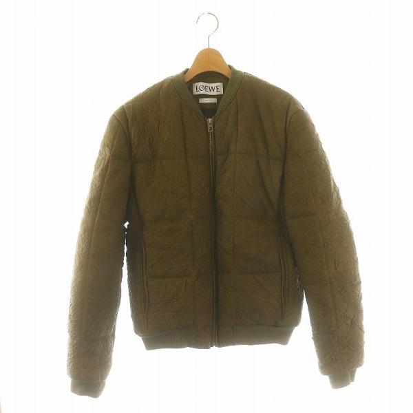 【中古】ロエベ LOEWE ラムレザーボンバーブルゾン ジャケット アウター 46 S カーキ /AQ ■OS ▲H メンズ vectorpremium_170-802412180015