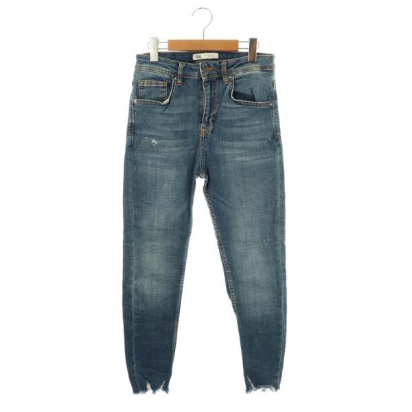 ZARA　ハイライズ FULL LENGTH ビーズ デニムパンツ　36サイズ ZARA - ZARA ハイライズ FULL LENGTH ビーズ デニムパンツ 36