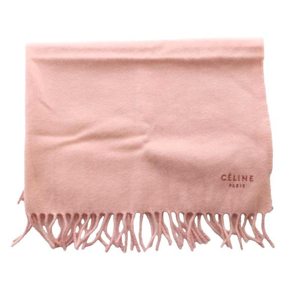 CELINE ブランケット ストール ひざ掛け CELINE（セリーヌ） ブランケット ひざ掛け フリンジ ウール ピンク