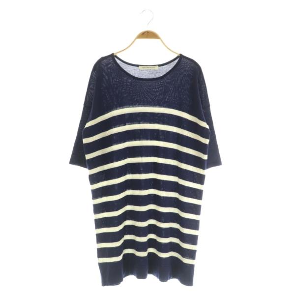 グリーンレーベルリラクシング ユナイテッドアローズ green label relaxing ニットワンピース ミニ ボーダー 長袖 ネイビー