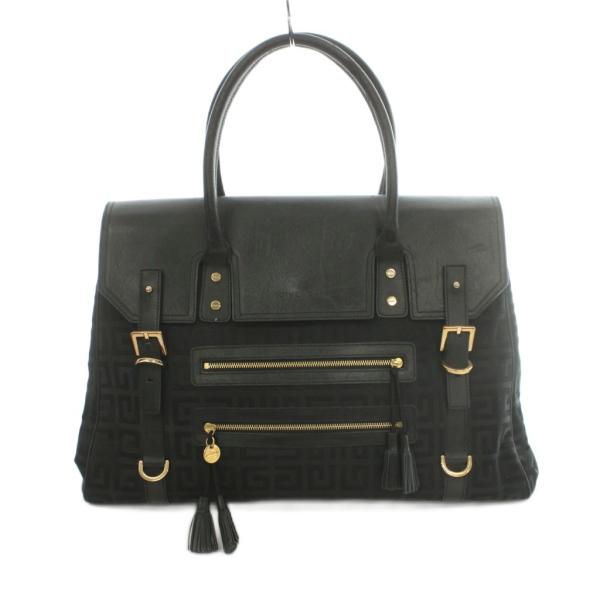ジバンシィ GIVENCHY トートバッグ ハンドバッグ キャンバス レザー ロゴ柄 黒 ブラック /MI ■OS ■GY09 レディース