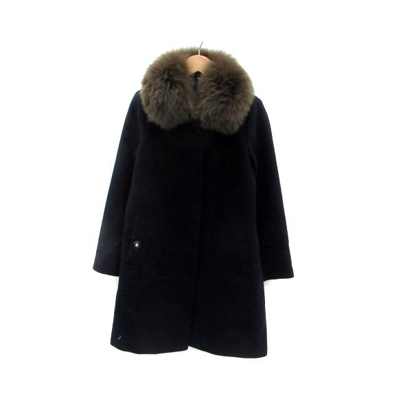 クイーンズコート QUEENS COURT ステンカラーコート ロング丈 ウール