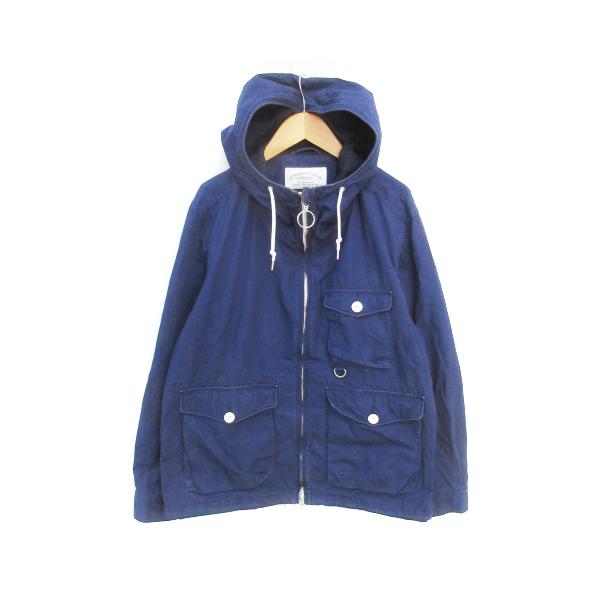 グリーンレーベルリラクシング ユナイテッドアローズ ジャケット マウンテンパーカー ミドル丈 スタンドカラー ダブルジップ M 紺 メンズ