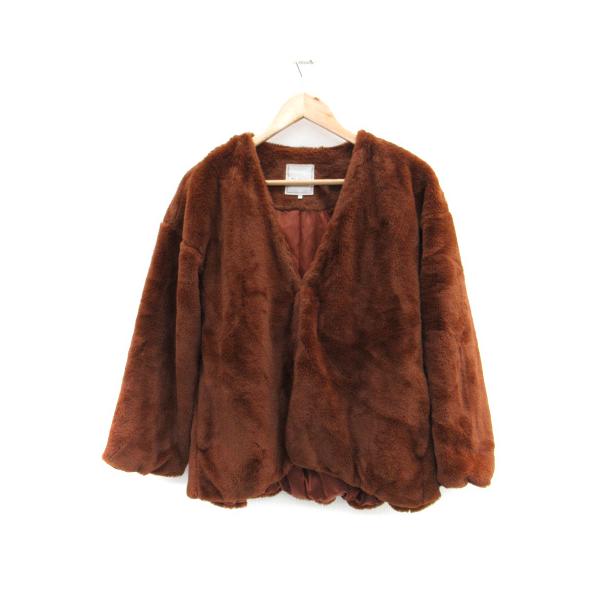 テチチ Te chichi フェイクファーコート ノーカラーコート ショート丈