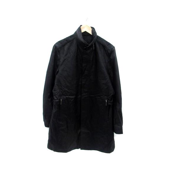 メイルアンドコー MALE＆CO. コート スタンドカラー ロング丈 千鳥格子柄 L チャコールグレー 黒 ブラック /HO26 メンズ