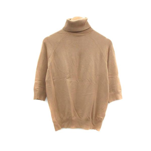 ZARA ザラ ニット カットソー 七分袖 タートルネック S ブラウン 茶