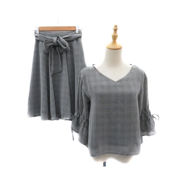 プロポーション ボディドレッシング セットアップ 上下 ブラウス カットソー フレアスカート グレンチェック柄 2 ブラック レディース【ブランド】プロポーション ボディドレッシング PROPORTION BODY DRESSING【表記サ...