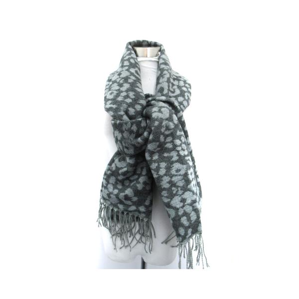 【中古】マーロ malo マフラー ストール ニット カシミヤ 灰系 グレー 総柄 メンズ レディース ノーリーズ Nolley's マフラー ストール ヒョウ柄 レオパード柄