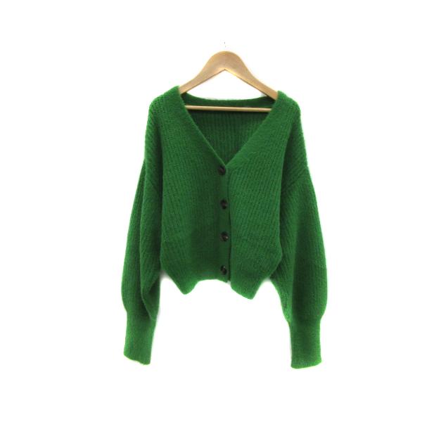 2432 美品 パーシエンス ニットショートカーディガン グリーン F 2432 美品 パーシエンス ニットショートカーディガン グリーン F