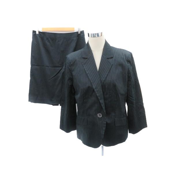 大きいサイズ44　INDIVI　スーツ　セットアップ　ストライプ　グレー 大きいサイズ44 INDIVI スーツ セットアップ ストライプ グレー