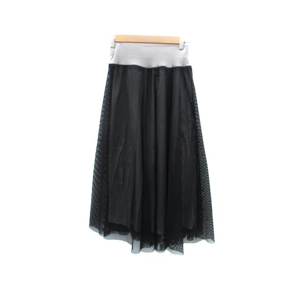 ピアチェーレ piacere フレアスカート マキシ丈 ロング丈 メッシュ 黒