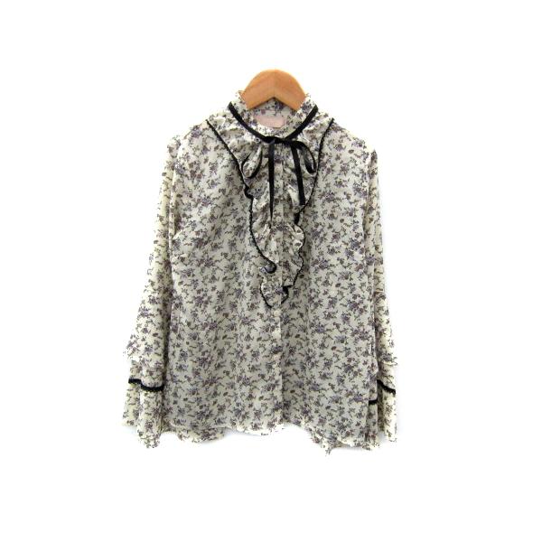 Emiria Wiz❤︎レースシャツトップス S 美品 エミリアウィズ EmiriaWiz ブラウス シャツ 長袖 花柄 レース リボン M