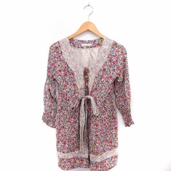 souvenir de par avion ワンピース 花柄 レース リボン 長袖