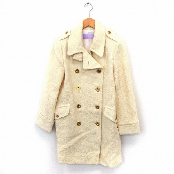 VENTIEAL コート アウター ステンカラー ダブルボタン ウール ポケット 9AR ホワイト /ST27 レディース
