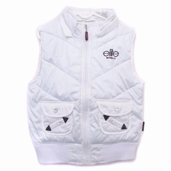 elite 子供服 アウター ベスト 刺繍 プリント ロゴ 120 ホワイト 白 /HT20 キッズ【表記サイズ】120【実寸サイズ】120　【素材】表地：ポリエステル100％　中綿：ポリエステル100％　裏地：ポリエステル100％【色】ホ...