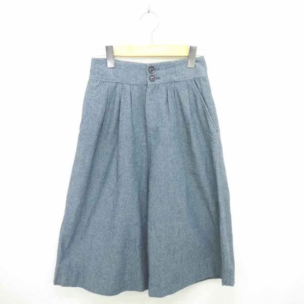 カージュ Khaju パンツ ガウチョ ワイド ジップフライ 無地 シンプル 麻 リネン混 青 ブルー /TT16 レディース