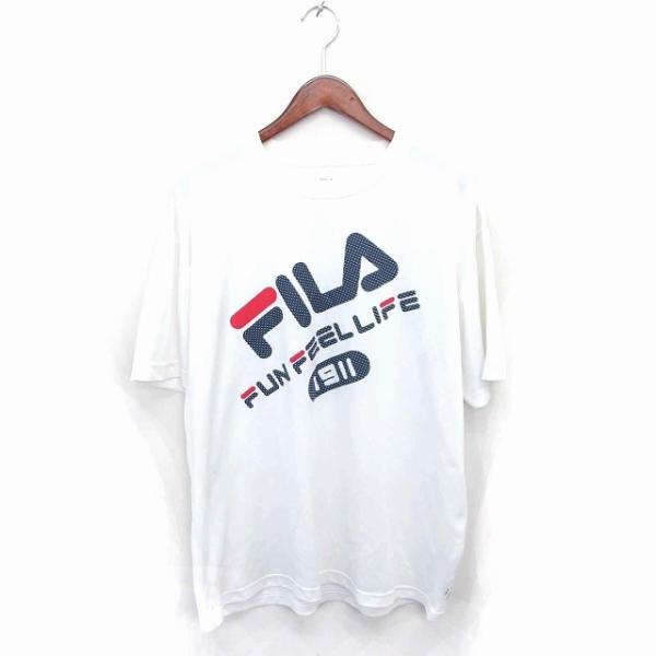 フィラ FILA 国内正規品 Tシャツ カットソー ロゴプリント 丸首 半袖 3L ホワイト ネイビ...