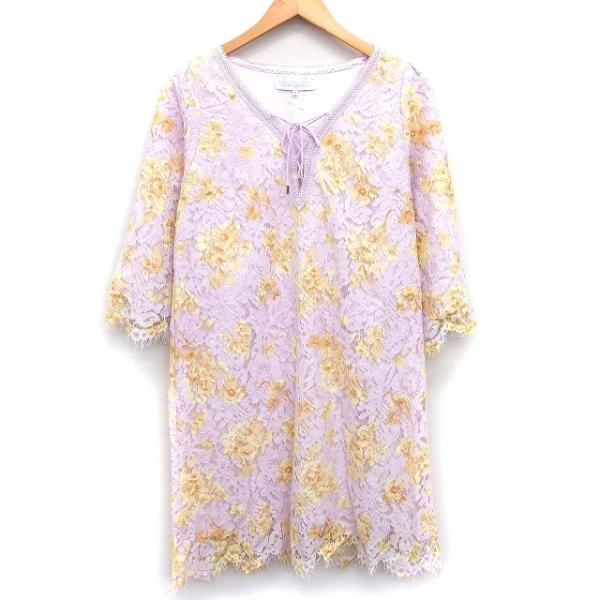 マーキュリーデュオ ロングワンピース 長袖Vネック 紐リボン 編み上げ MERCURYDUO チュール刺繍ロングワンピース（ブラック） -靴