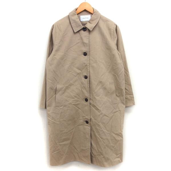 メランクルージュ Melan Cleuge ステンカラー コート ロング シンプル コットン 綿 M ベージュ /HT28 レディース