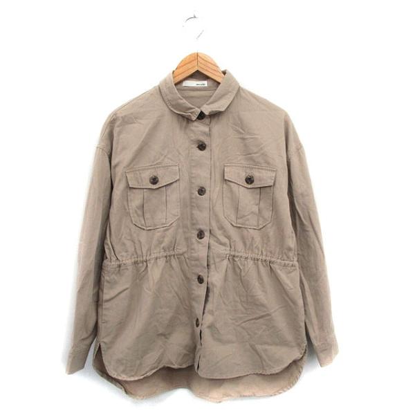 シューラルー SHOO・LA・RUE ステンカラー ジャケット コットン シンプル L ブラウン 茶 /KT4 レディース