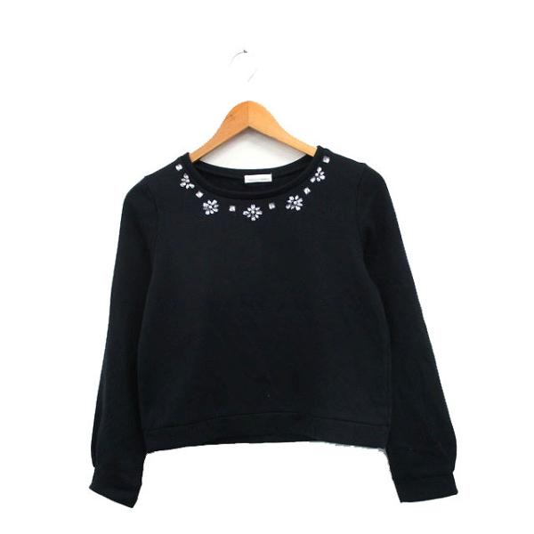 インデックス INDEX カットソー Tシャツ 長袖 ビジュー 裏起毛 M