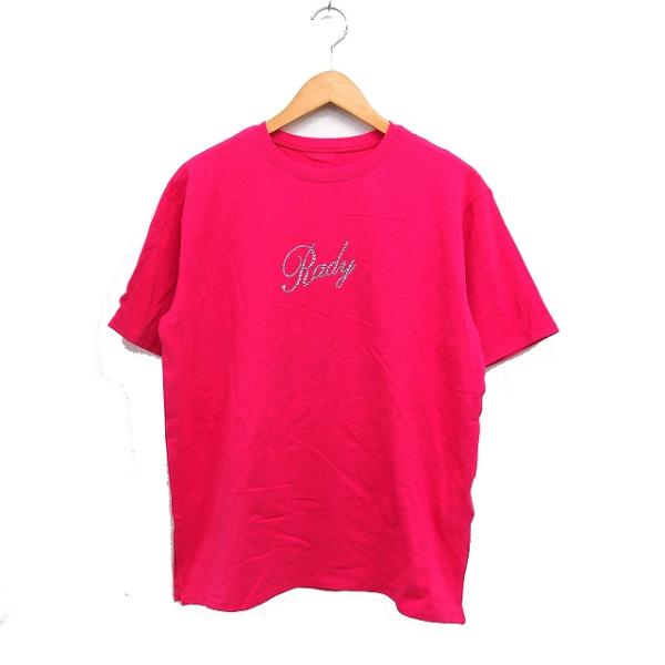 Rady - rady レディー S 黒 ピンク リブ ロゴ Tシャツ ブラック 可愛い vectorpremium_172-902503140281