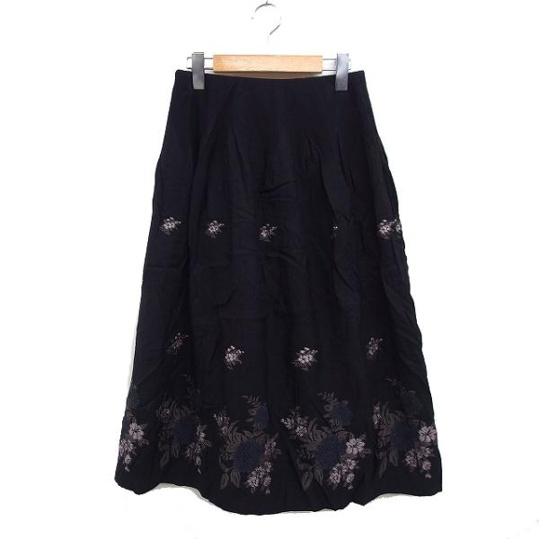 コムシコムサ COMME CI CA フラワー刺繍 フレア スカート ロング丈 F
