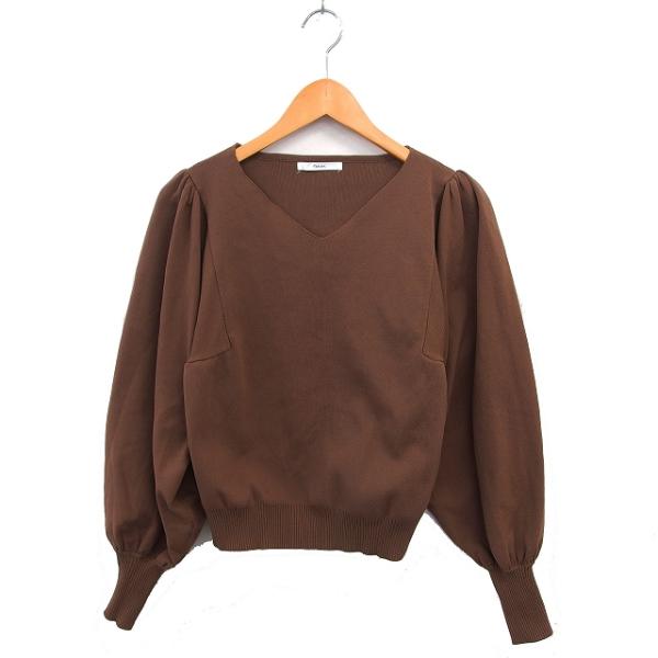 ゼヴォン TheVon. Vネック ニット セーター リブ ボリュームスリーブ