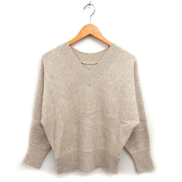 プラステ PLST Vネック ニット セーター ウール リブ ワイド メランジ